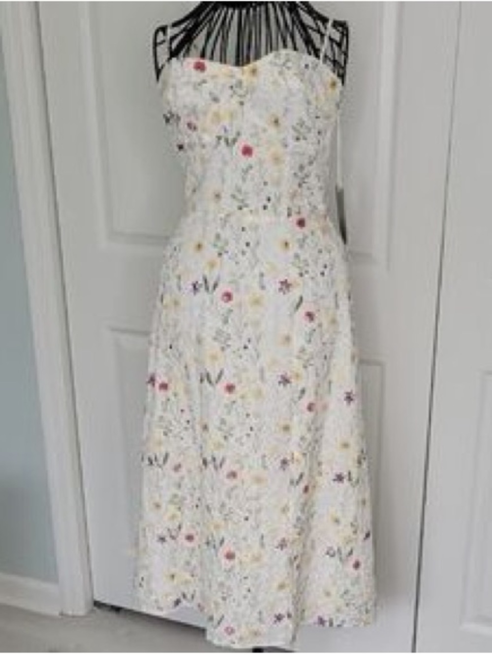 Floral Midi Dress (Strapless / Bandeau Smocked Bodice)